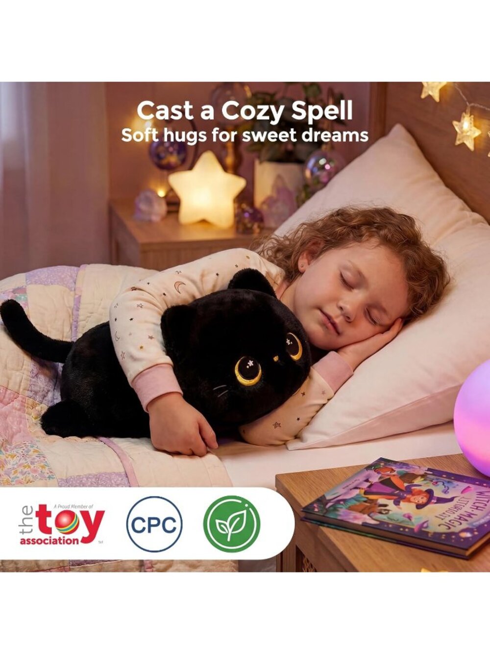 Black Cat Plush Pillow 13" Cute Squishy Huggable Stuffed Animal Desk Decor - Picture 3 of 6